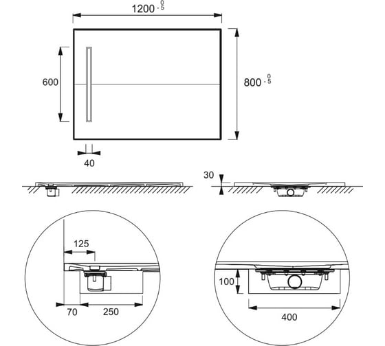 Душевой поддон JACOB DELAFON SURFACE 120х80х3, белый E62627- SS2 00000051876