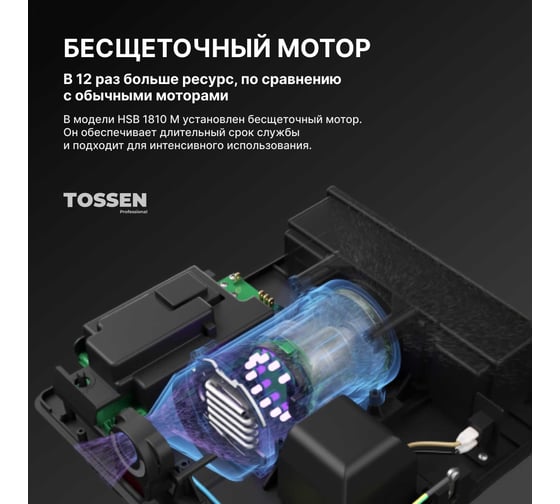Высокоскоростная сушилка для рук с бесщеточным мотором TOSSEN Professional HSB 1810 M 300001