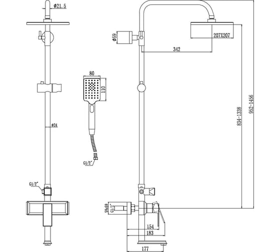 Душевая стойка Savol хром S-600108T 23222