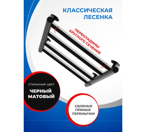 Полотенцесушитель электрический ENERGY ROUND 600x400 мм, черный УТ-УТ-01126