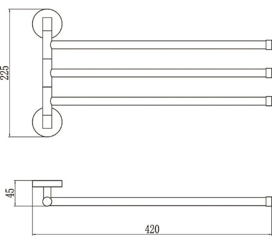 Поворотный держатель для полотенец Savol тройной, хром S-008703 23248