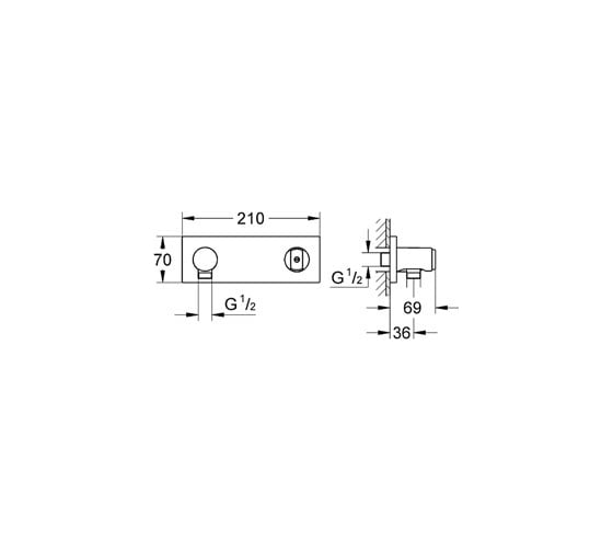 Настенный держатель для ручного душа Grohe Grohtherm F с подключением для душевого шланга 27621000
