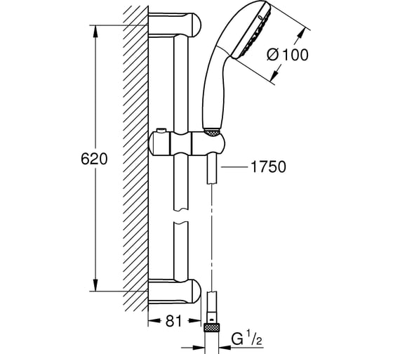 Душевой гарнитур Grohe Tempesta New III 600мм 27794001