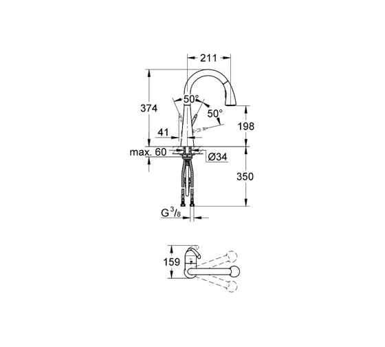 Смеситель для мойки Grohe Zedra New однорычажный, профессиональная лейка 32294SD1