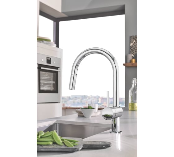 Смеситель для мойки Grohe Minta однорычажный, с выдвижным изливом 32321002