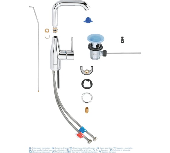 Смеситель для раковины Grohe Essence New с высоким изливом, со сливным гарнитуром 32628001
