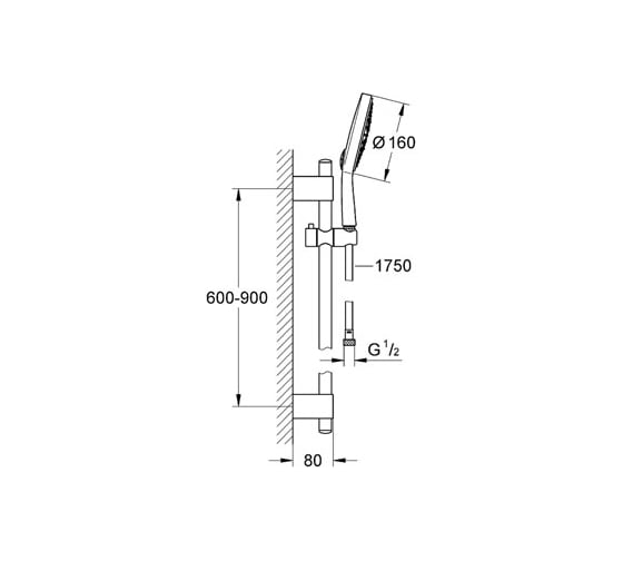 Душевой гарнитур Grohe Power&Soul Cosmopolitan, 160 мм, 9,5 л/мин 27746000