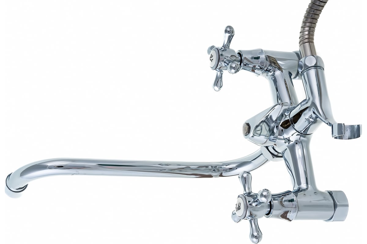 Смеситель для ванны stMira MIRA латунь, S-нос 30 см, маховик крест 5011 ...