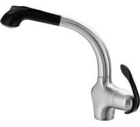 Смеситель для кухни Paini с выдвижной лейкой, высокий поворотный излив, стального цвета 17734