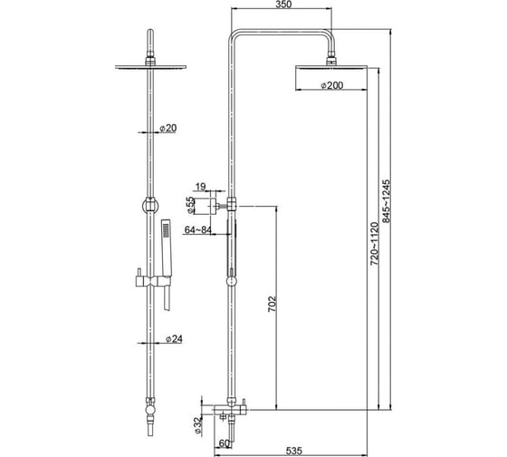 Душевая система Paini Rst3, хром 22306