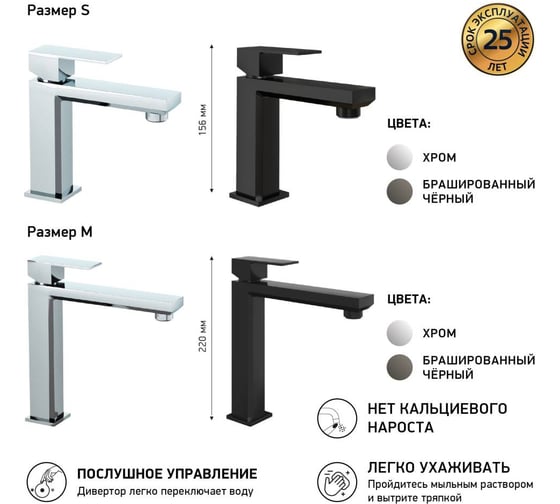 Смеситель для раковины Paini Grazia черный матовый 32953