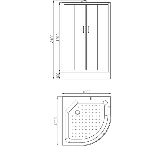 Душевая кабина Parly ET103 100х100х215, стекла жемчужные 7700