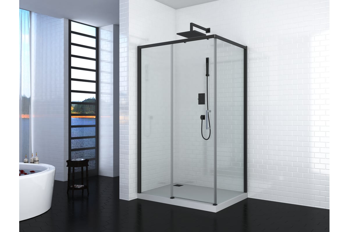 Душевое ограждение Cerutti SPA VITO110B-R 80x110x195, чёрный ...
