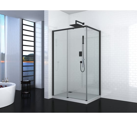 Душевое ограждение Cerutti SPA VITO110B-R 80x110x195, чёрный алюминиевый профиль, без поддона 7900