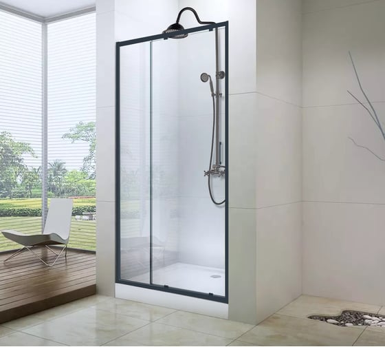 Душевая дверь Cerutti SPA GLORIA D120B 80x120x195, стекло прозрачное, чёрный профиль, без поддона 7726