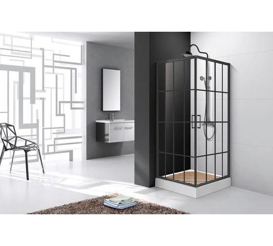 Душевое ограждение Cerutti SPA MUZA90 90x90x195 профиль алюминиевый черный, без поддона 7549