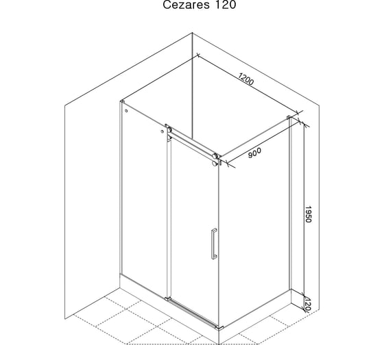 Душевое ограждение Cerutti SPA CEZARES120 90x120x195, стекло прозрачное, алюминиевый профиль, без поддона 7741