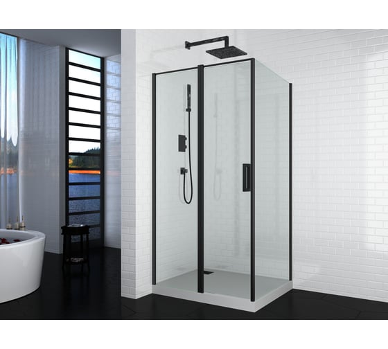 Душевое ограждение Cerutti SPA VICTORIA 120B 90x120x195, стекло прозрачное, чёрный алюминиевый профиль, без поддона 7743