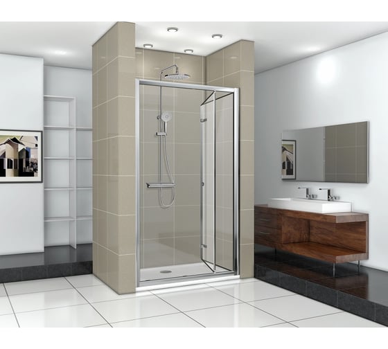 Душевая дверь Cerutti SPA BELLA D91T 90x195, складная из 2 частей, прозрачное стекло 7702