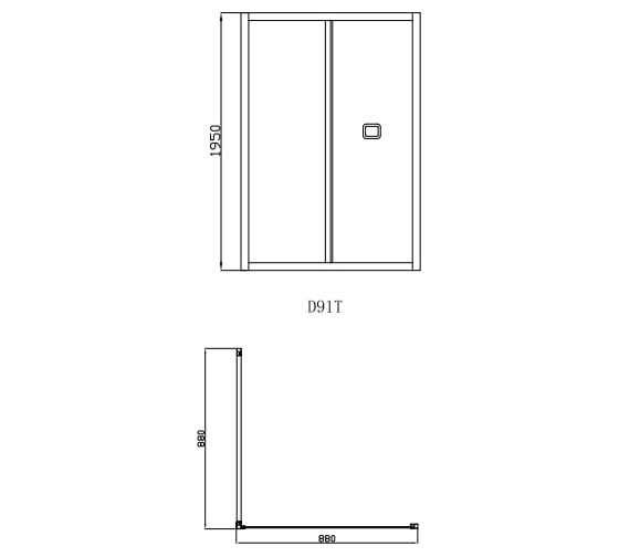 Душевая дверь Cerutti SPA BELLA D91T 90x195, складная из 2 частей, прозрачное стекло 7702
