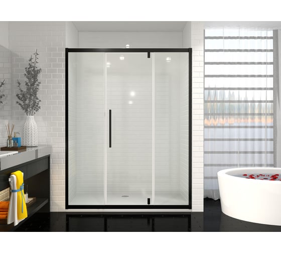 Дверь в нишу Cerutti SPA KELLY D140B 140x195, алюминиевый черный профиль, без поддона 7744