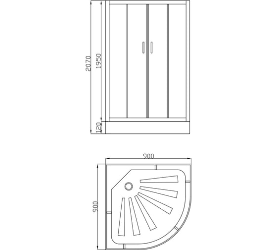Душевое ограждение Cerutti SPA VIVA 90 90x90x195, с прозрачным стеклом, без поддона 7707