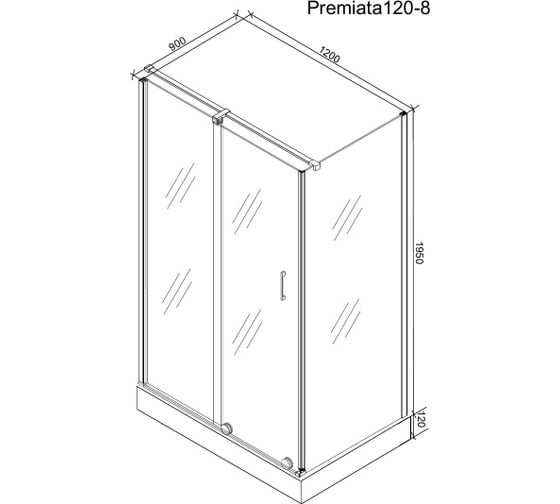 Душевое ограждение Cerutti SPA PREMIATA 120-8 CERUTTI 90x120x195, стекло прозрачное 8 мм, без поддона 7746