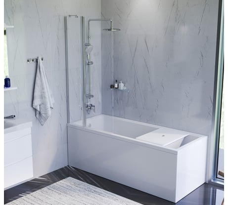 Шторка на борт ванны AM.PM Gem 80х140, поворотная, с неподвижным элементом W90BS-D3W5-140CT