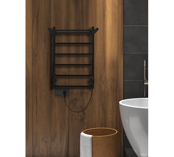 Электрический полотенцесушитель INDIGO Roof Lux с/п (electro) 80/40 таймер, скр.монтаж, унив.подкл.R/L, черный муар LCRLE80-40PBRRt