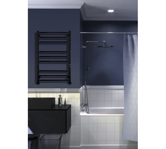 Электрический полотенцесушитель INDIGO Brace Lux с/п (electro) 70/40 (таймер, скр.монтаж, унив.подкл.R/L, черный муар) LCBLE70-40PBRRt