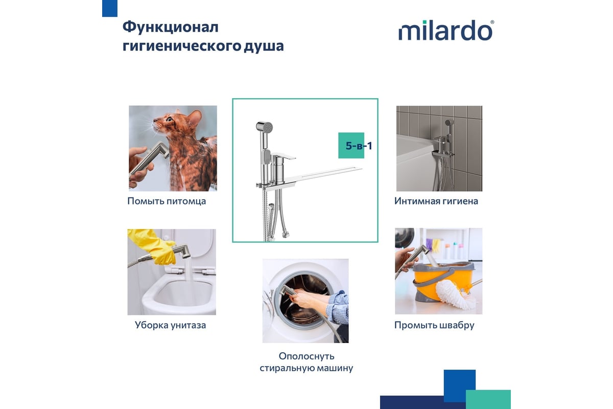 Смеситель с гигиеническим душем Milardo Tidy с установкой на унитаз ...
