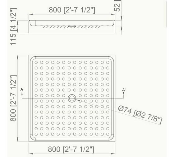 Душевой поддон Nofer 800x800 мм 13055.2.S