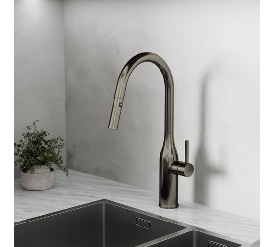 Смеситель для кухни Sancos Grand с вытяжным изливом, цвет вороненая сталь SC4002GG