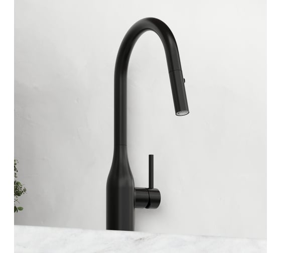 Смеситель для кухни Sancos Grand с вытяжным изливом, цвет матовый черный SC4002MB