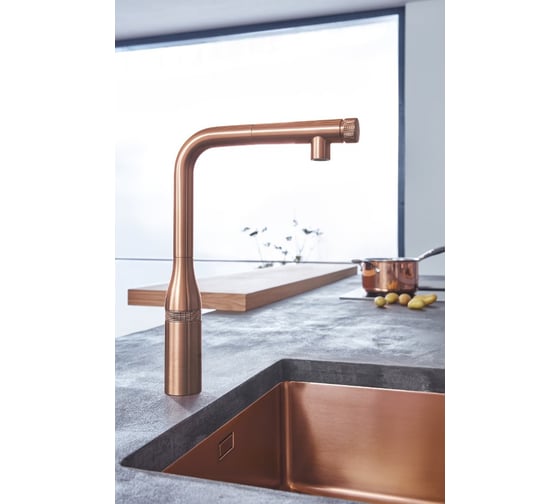 Смеситель для мойки Grohe Essence Smart Control с выдвижным L-образным изливом 31615DL0