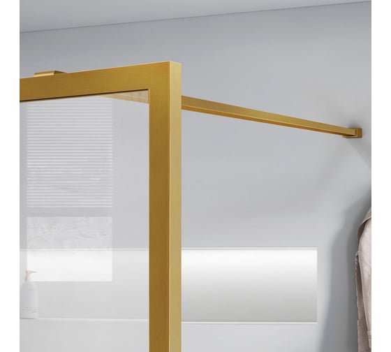 Душевая перегородка VINCEA Walk-In, 1200x2000, брашированное золото, стекло прозрачное/рифленое VSW-1HC120CFBG