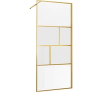 Душевая перегородка VINCEA Walk-In, 800x2000, брашированное золото, стекло прозрачное/рифленое VSW-1HC800CFBG