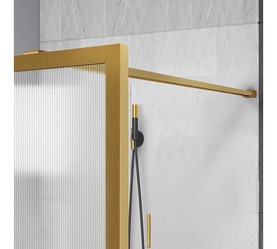 Душевая перегородка VINCEA Walk-In, 800x2000, брашированное золото, стекло рифленое VSW-1HP800FLBG