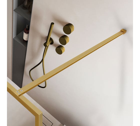 Душевая перегородка VINCEA Walk-In, 800x2000, брашированное золото, стекло рифленое VSW-1HP800FLBG