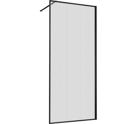 Душевая перегородка VINCEA Walk-In, 900x2000, черный матовый, стекло рифленое VSW-1HP900FLB 1