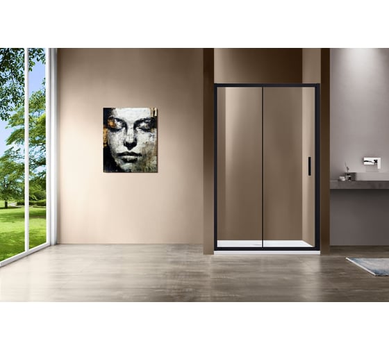 Душевая дверь VINCEA Garda, 1350, черный, стекло прозрачное VDS-1G135CLB