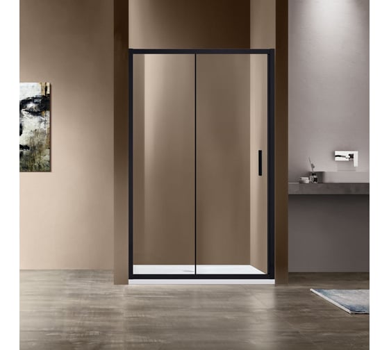 Душевая дверь VINCEA Garda, 1450, черный, стекло прозрачное VDS-1G145CLB