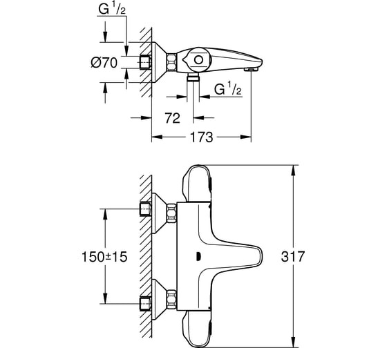 Термостат для ванны GROHE Grohtherm 1000, хром 34816003