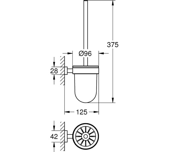 Туалетный ёршик в комплекте GROHE Essentials Cube темный графит матовый 40513AL1