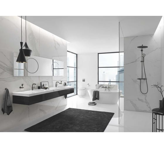 Смеситель для ванны GROHE Essence внешнего монтажа, темный графит матовый 25250AL1