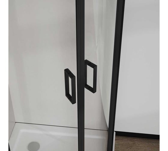 Душевой уголок VINCEA City, 900x900, черный матовый, стекло прозрачное VSQ-5CT900CLB
