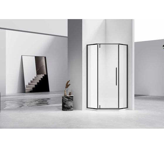 Душевой уголок VINCEA Slim-N, 1000x1000, черный, стекло прозрачное VSP-4SN100CLB