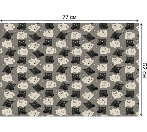 Коврик для ванной комнаты и туалета противоскользящий JOYARTY Игривый котик, 52x77 см, bath_423745