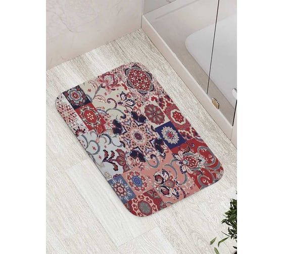 Коврик для ванной комнаты и туалета противоскользящий JoyArty "Цветочные плитки" 52x77 см bath_423862 1