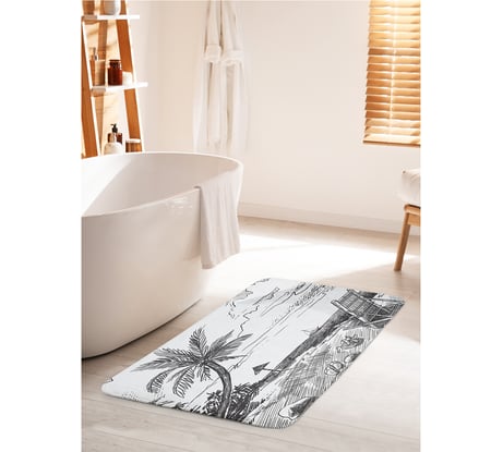 Противоскользящий коврик для ванной и туалета JoyArty "Парусник вдалеке" 60x100 см bath_73654_60x100